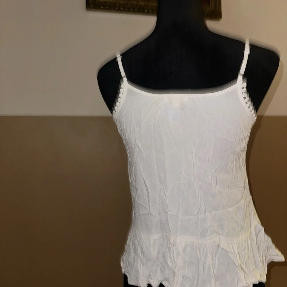 White and Blue Floral Embroidered Women's Top - Picture 7 of 12